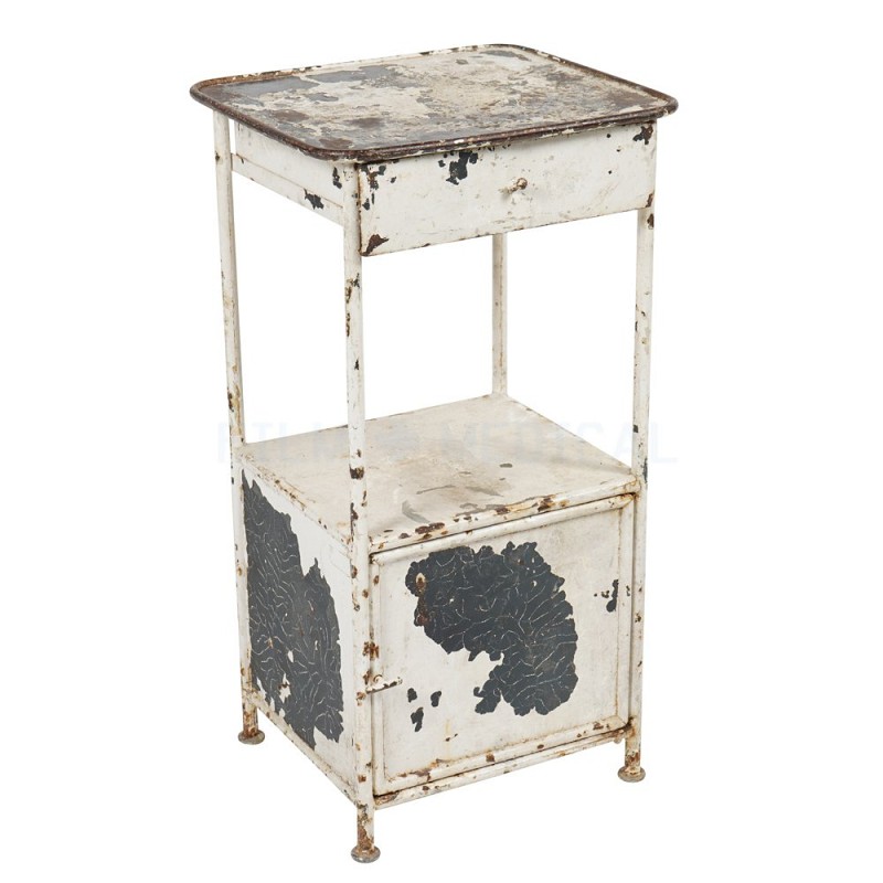 Distressed Metal Bed Side Cabinet 